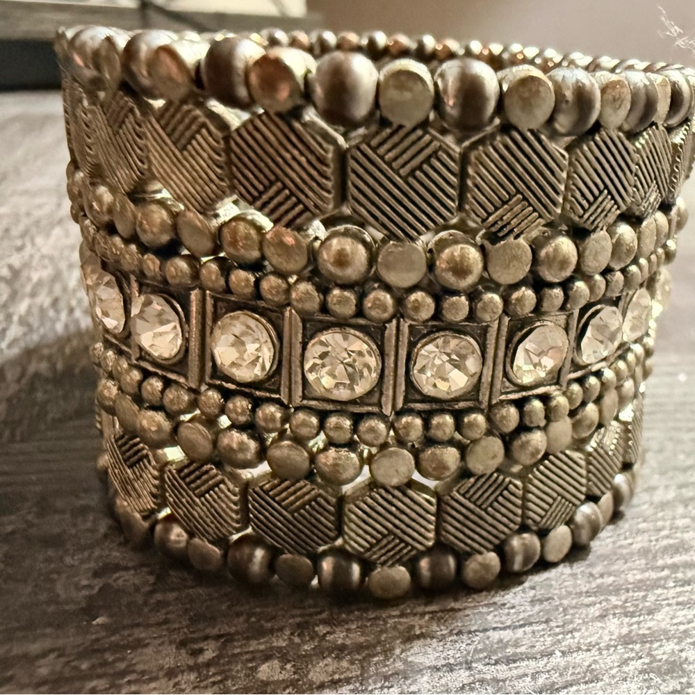 Silver and Crystal Stretch Boho Country Girl Bracelet